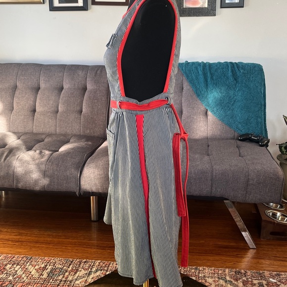 Big Bud Press Navy and White Striped Dress with Red Accents Size Large - Picture 4 of 7